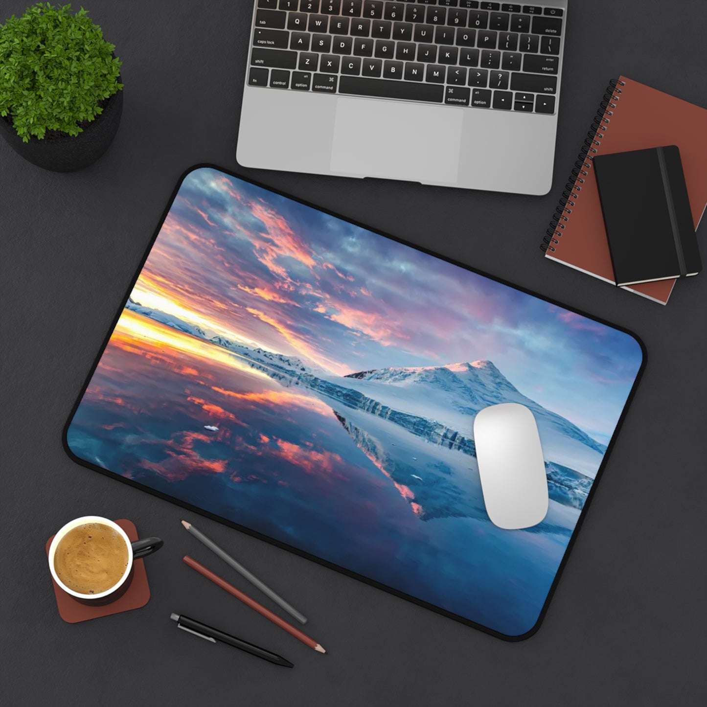 Antarctica mountain sunset desk mat