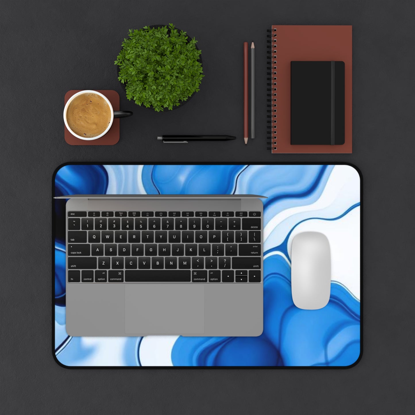 Blue Marble Desk Mat, Stylish Office Decor, Gaming Mouse Pad, Gift for Students, Home Office Accessory