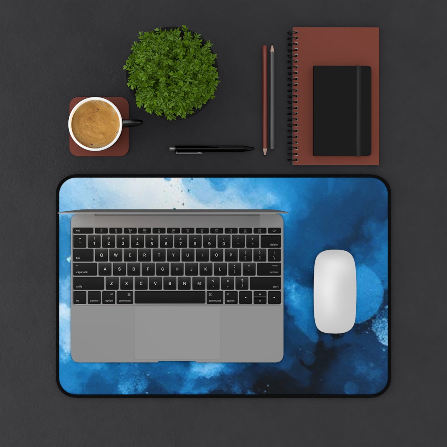 Blue Abstract Desk Mat, Office Decor, Gamer Mat, Artistic Workspace, Desk Accessories