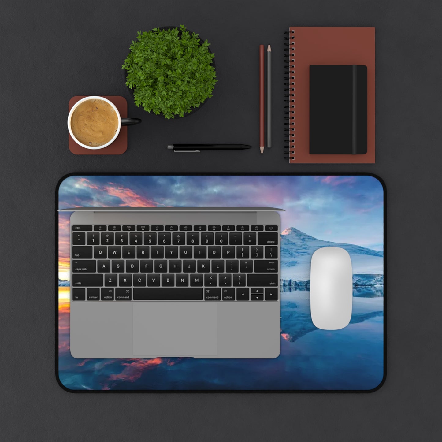 Antarctica mountain sunset desk mat