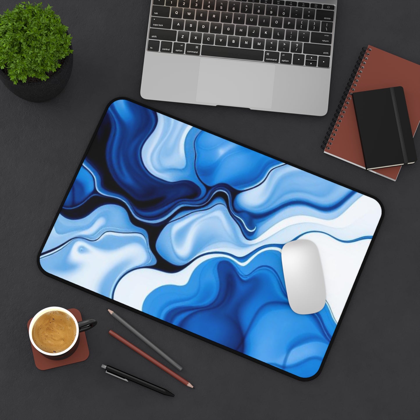 Blue Marble Desk Mat, Stylish Office Decor, Gaming Mouse Pad, Gift for Students, Home Office Accessory